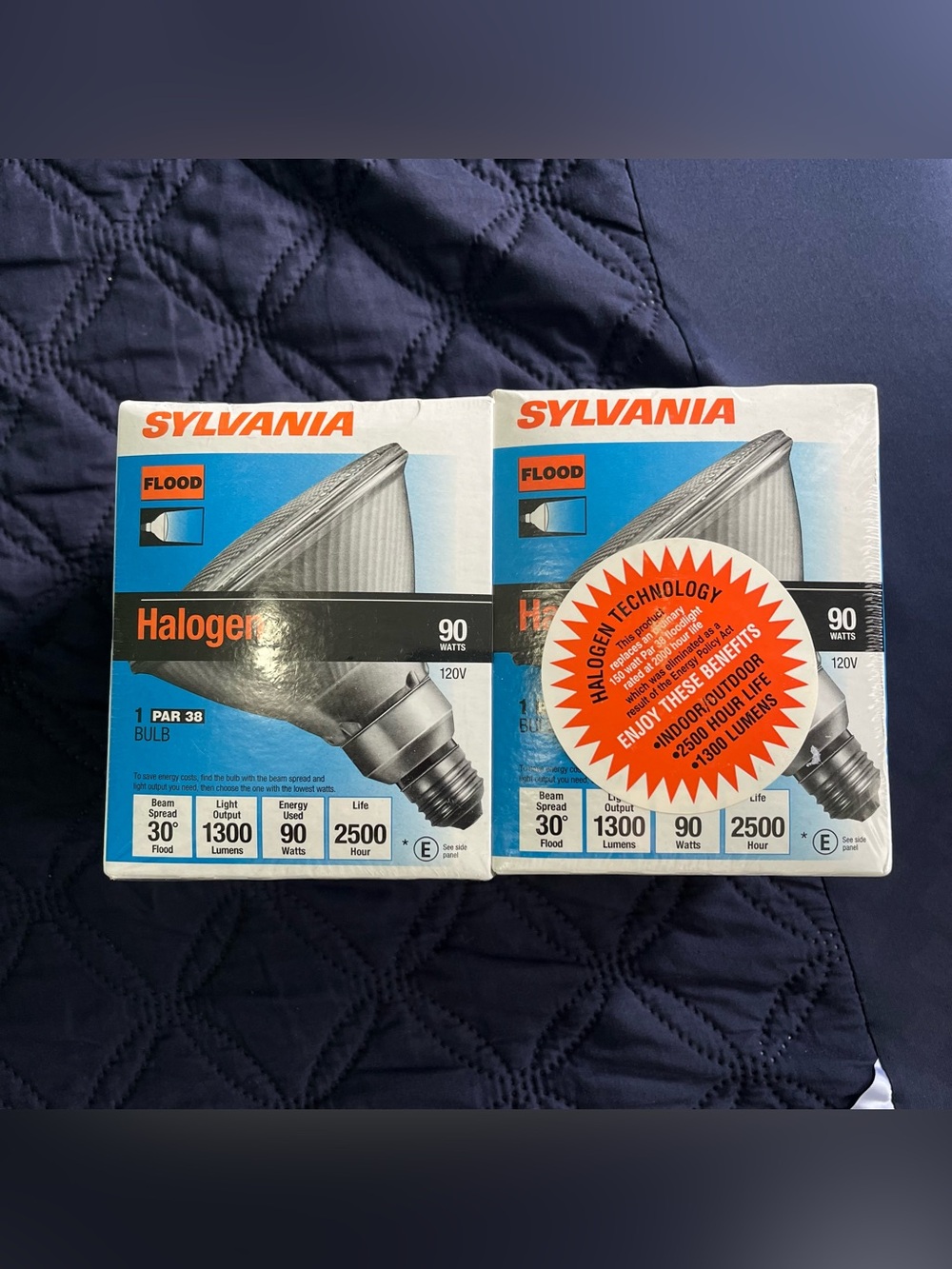 2 Sylvania Halogen 90W • 1300 Lumens Flood Light Bulb NIB NEW Sealed